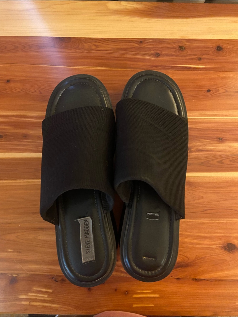 Steve Madden Black Platform Slide Mules - Picture 3 of 4